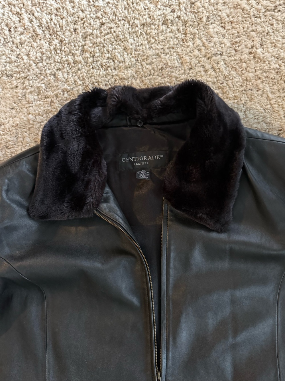 3X Black Leather Genuine Lamb Centigrade Jacket Faux Fur Collar QVC A41480 - Picture 9 of 12